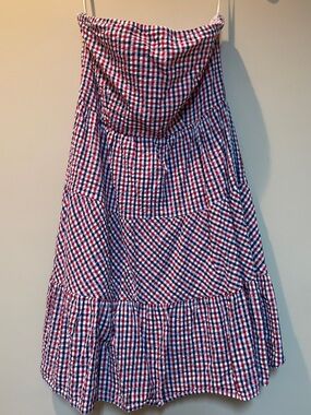 Jessica Simpson Red, White & Blue Gingham Tiered A-Line Dress